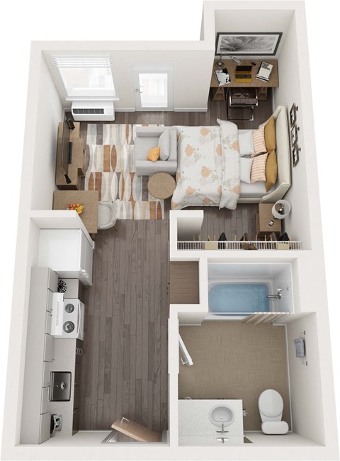 a floor plan of a studio apartment